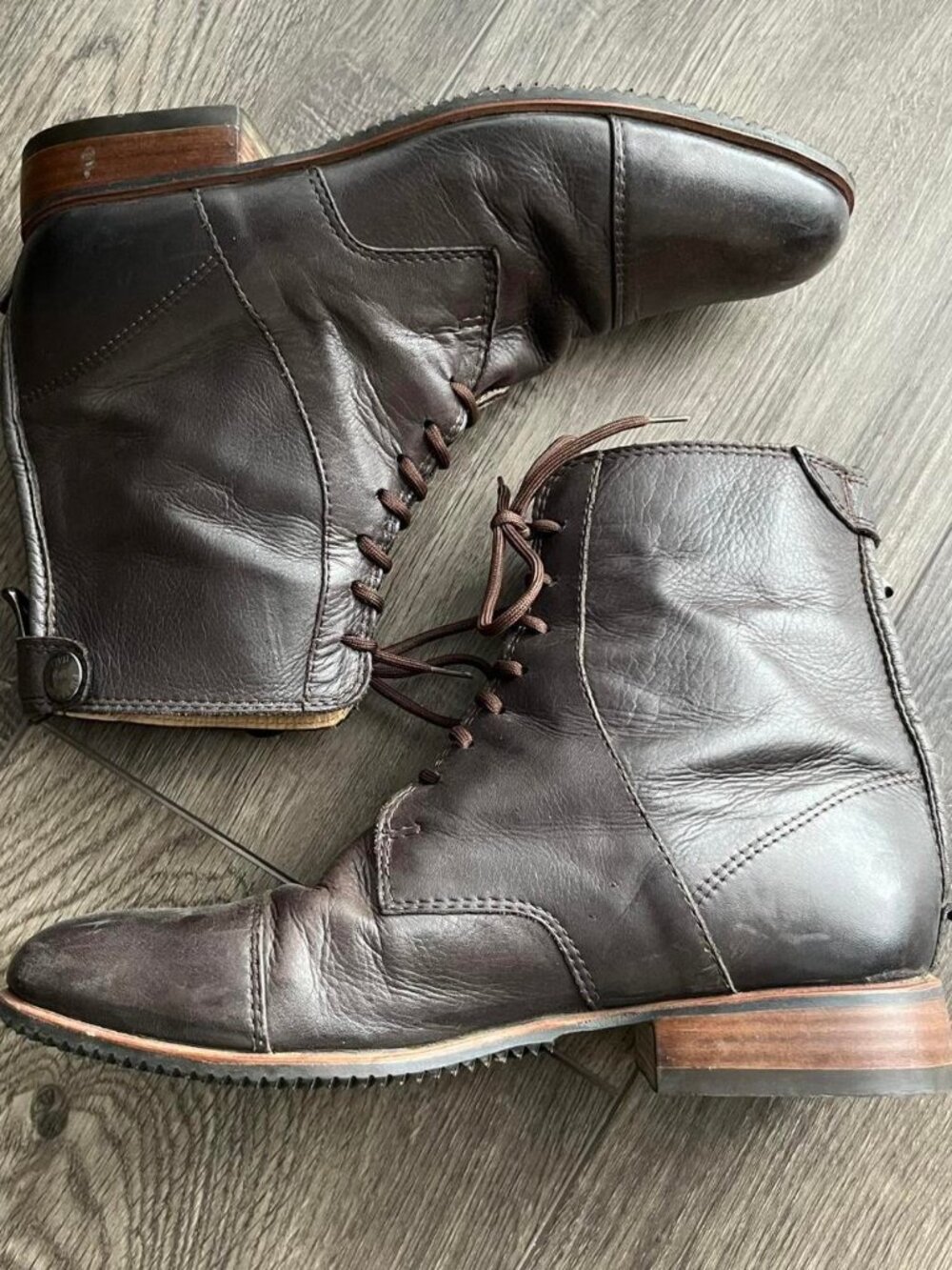 Vintage rider brown leather lace up boots by F.lli Fabbri, size US 8